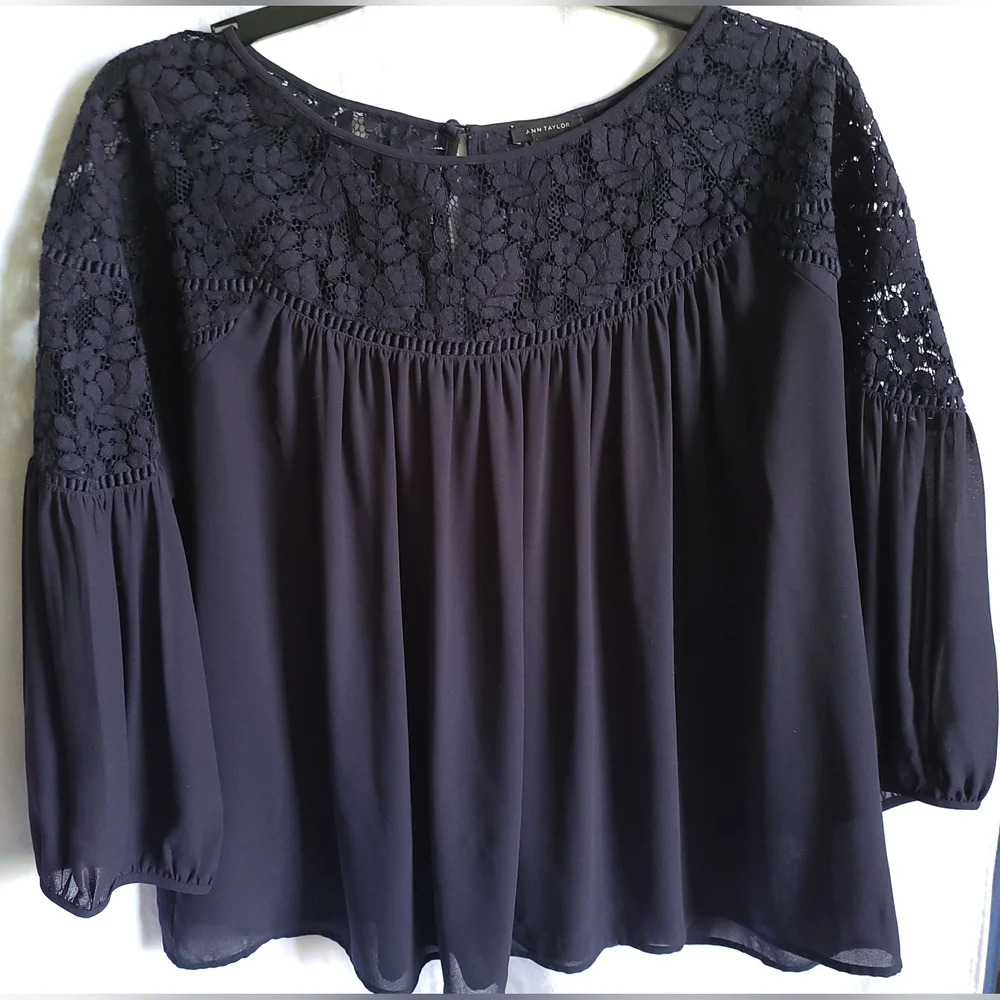 Ann Taylor Black Lace Blouse